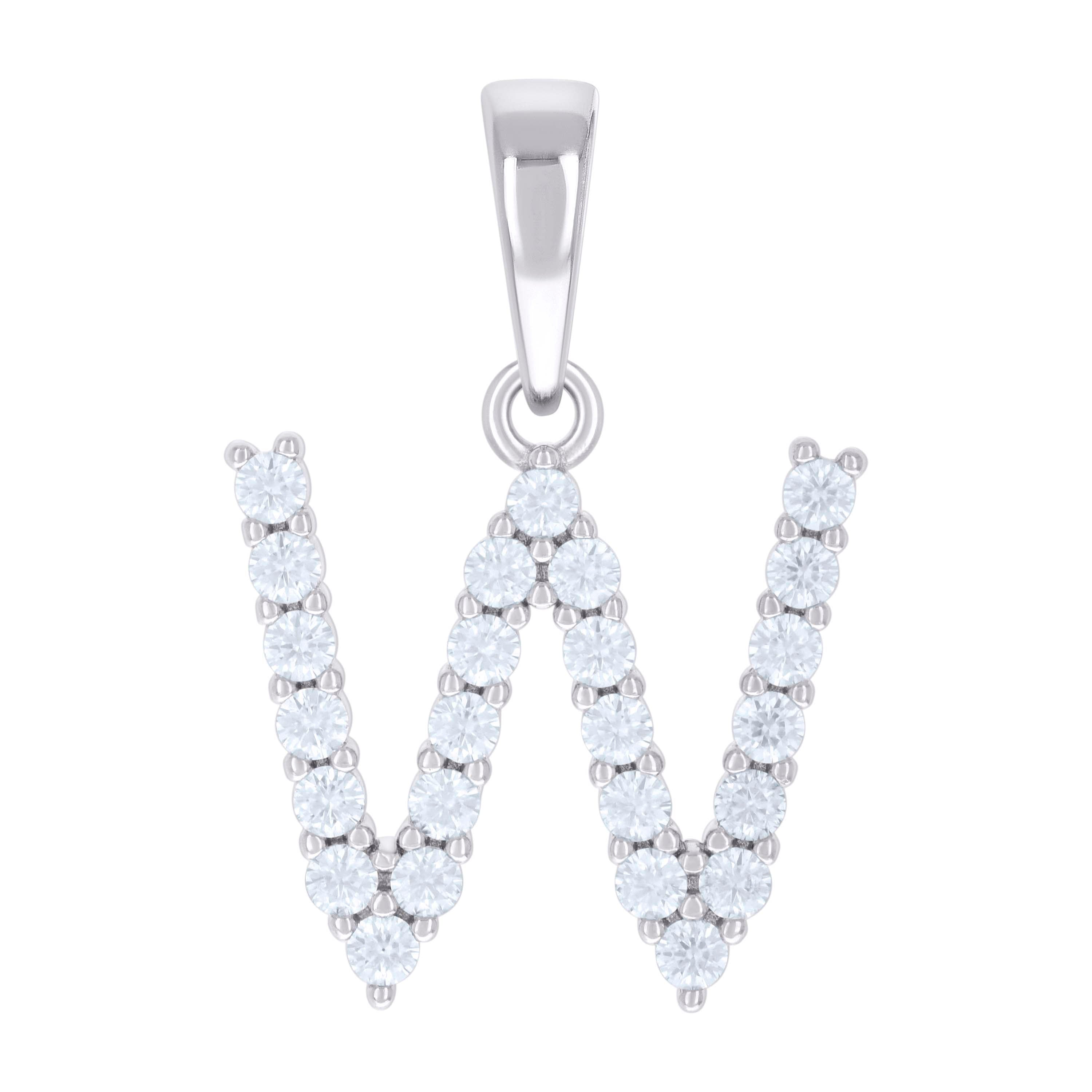 925 Sterling Silver Unisex 0.79ct Moissanite Initial W Alphabet Charm Pendant