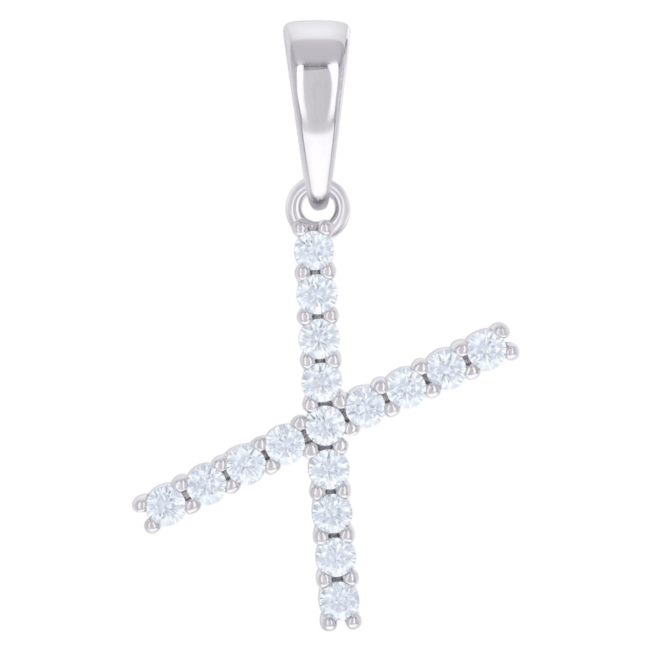 925 Sterling Silver Unisex 0.54ct Moissanite Initial X Alphabet Charm Pendant
