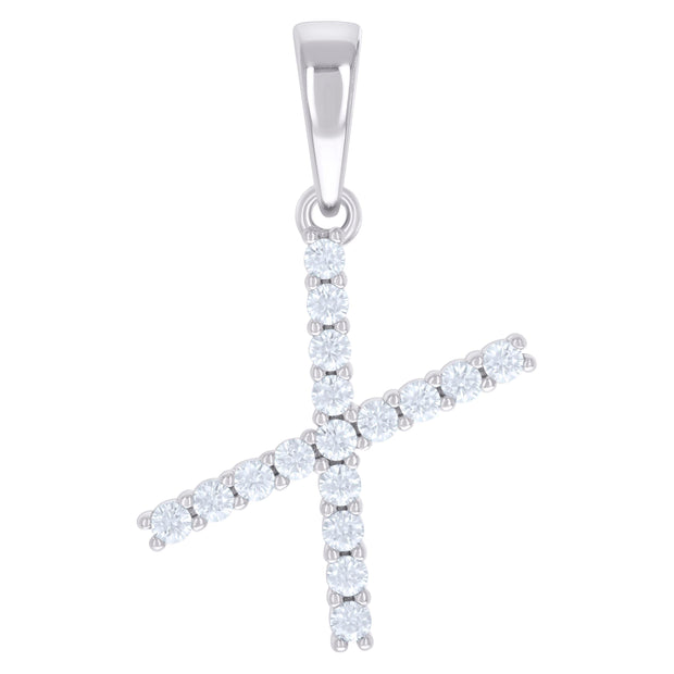 925 Sterling Silver Unisex 0.54ct Moissanite Initial X Alphabet Charm Pendant