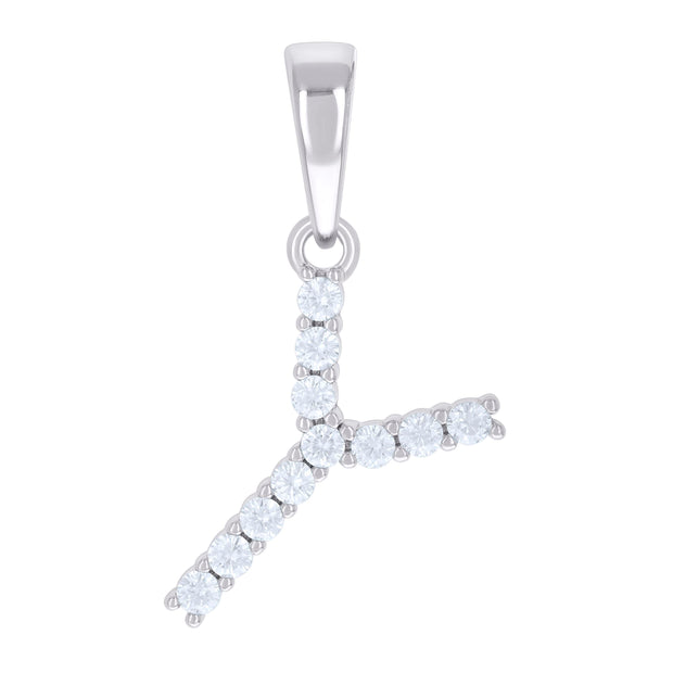 925 Sterling Silver Unisex 0.35ct Moissanite Initial Y Alphabet Charm Pendant