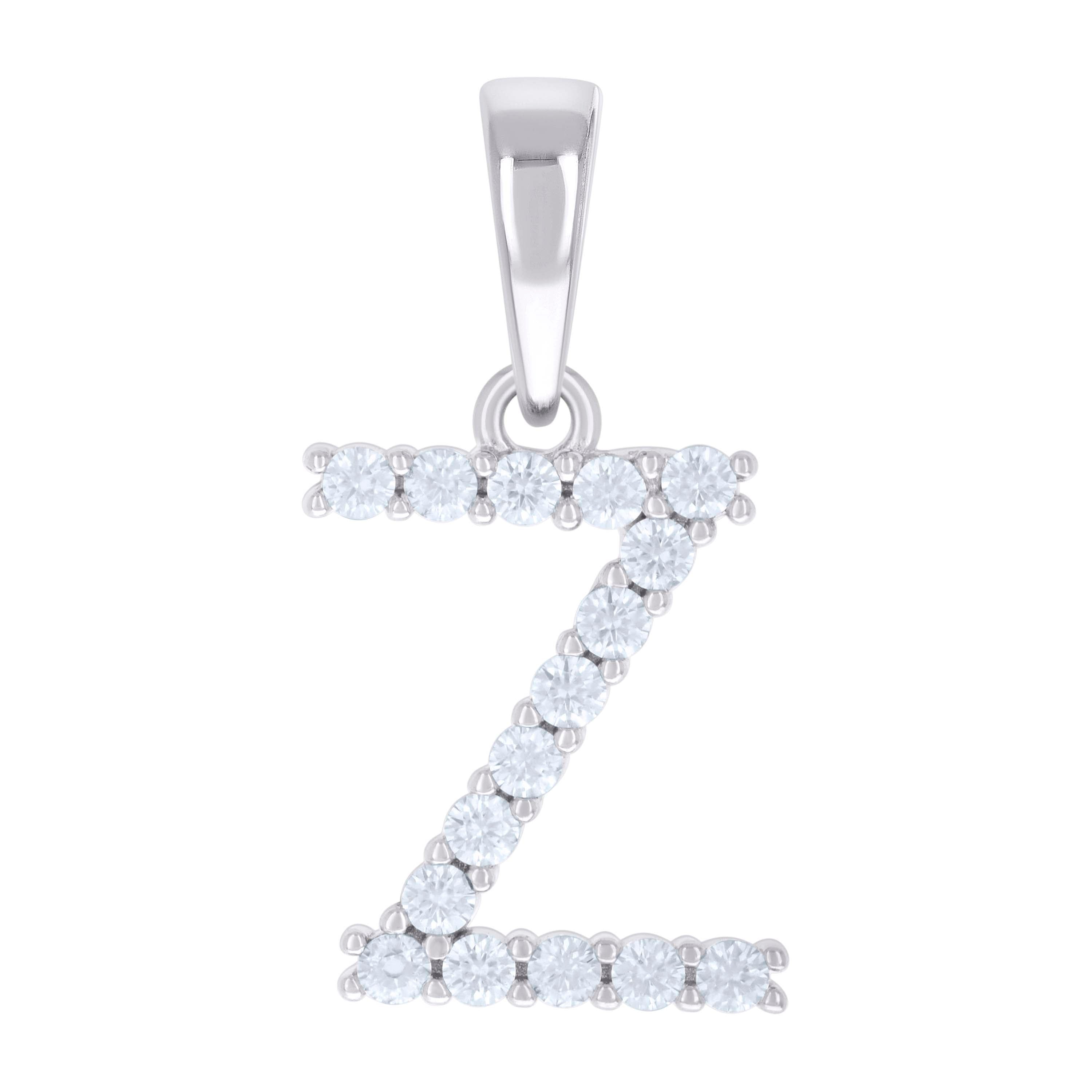 925 Sterling Silver Unisex 0.50ct Moissanite Initial Z Alphabet Charm Pendant