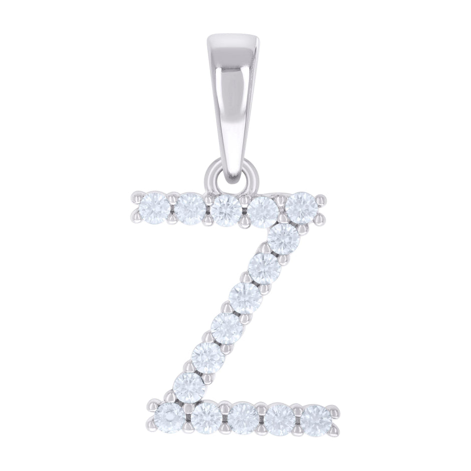 925 Sterling Silver Unisex 0.50ct Moissanite Initial Z Alphabet Charm Pendant