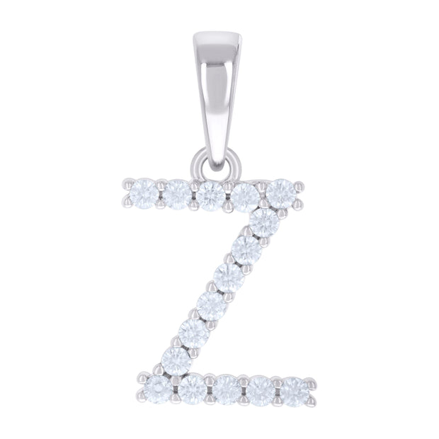 925 Sterling Silver Unisex 0.50ct Moissanite Initial Z Alphabet Charm Pendant