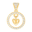 14kt Yellow Gold Womens Cubic-Zirconia Dangling Heart Charm Pendant
