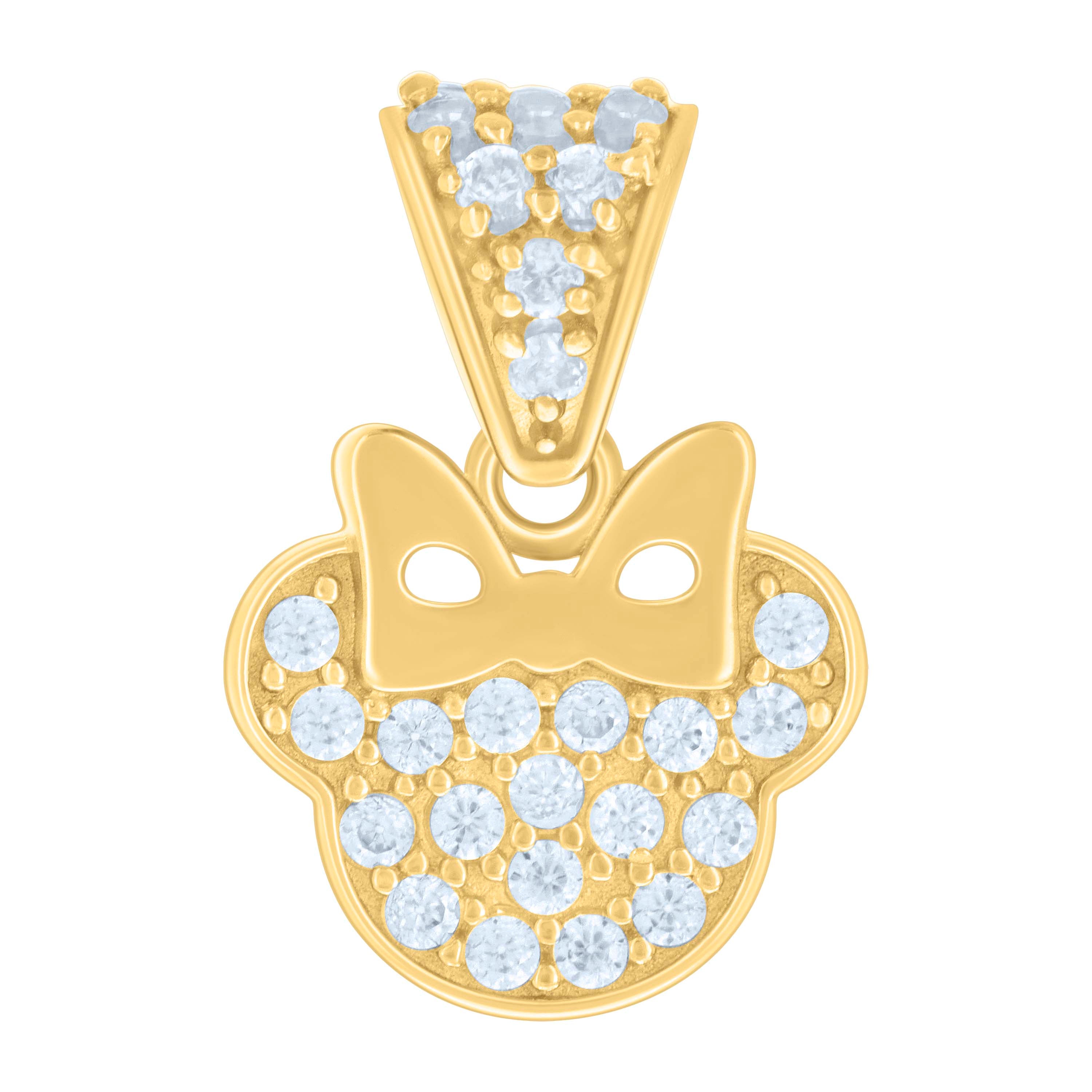 14kt Yellow Gold Womens Cubic-Zirconia Mickey Fashion Charm Pendant