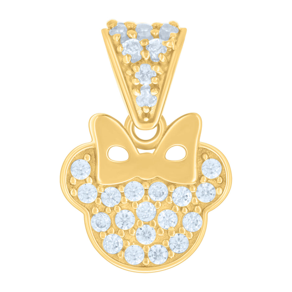 14kt Yellow Gold Womens Cubic-Zirconia Mickey Fashion Charm Pendant