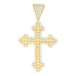 14kt Yellow Gold Mens Cubic-Zirconia Cross Religious Charm Pendant