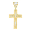 14kt Yellow Gold Mens Cubic-Zirconia Cross Religious Charm Pendant
