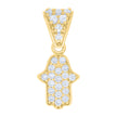 14kt Yellow Gold Womens Cubic-Zirconia Hamsa Symbol Religious Charm Pendant