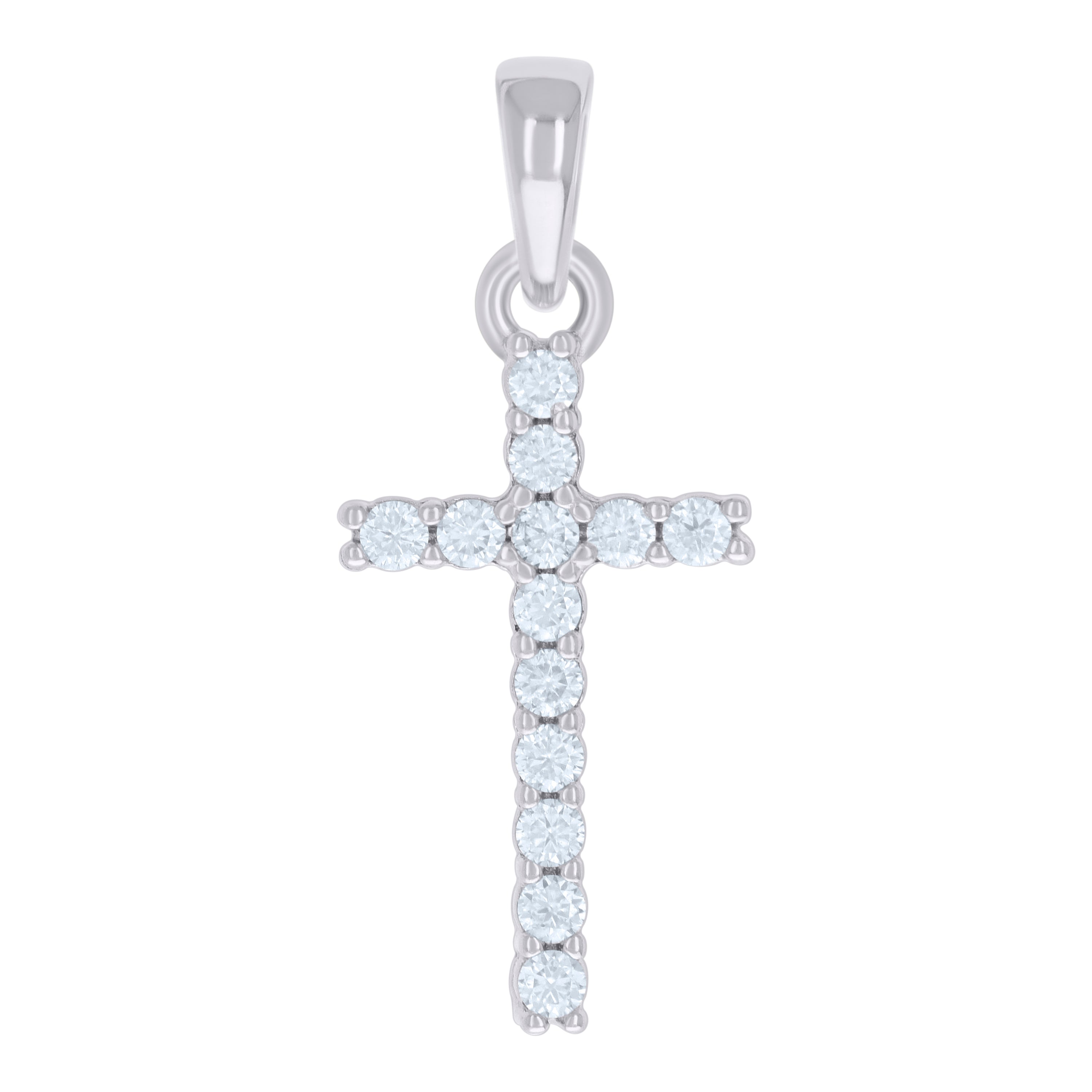 925 Sterling Silver Mens Cubic-Zirconia Cross Religious Charm Pendant