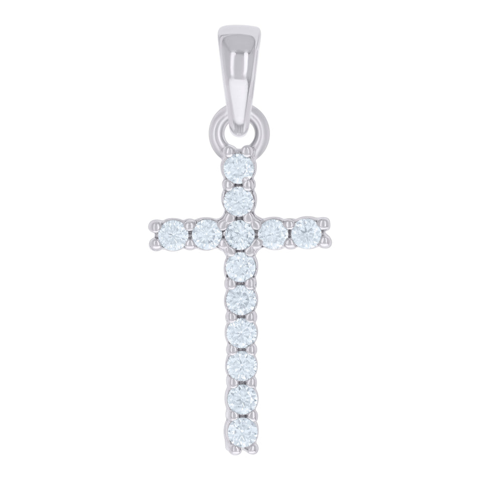 925 Sterling Silver Mens Cubic-Zirconia Cross Religious Charm Pendant