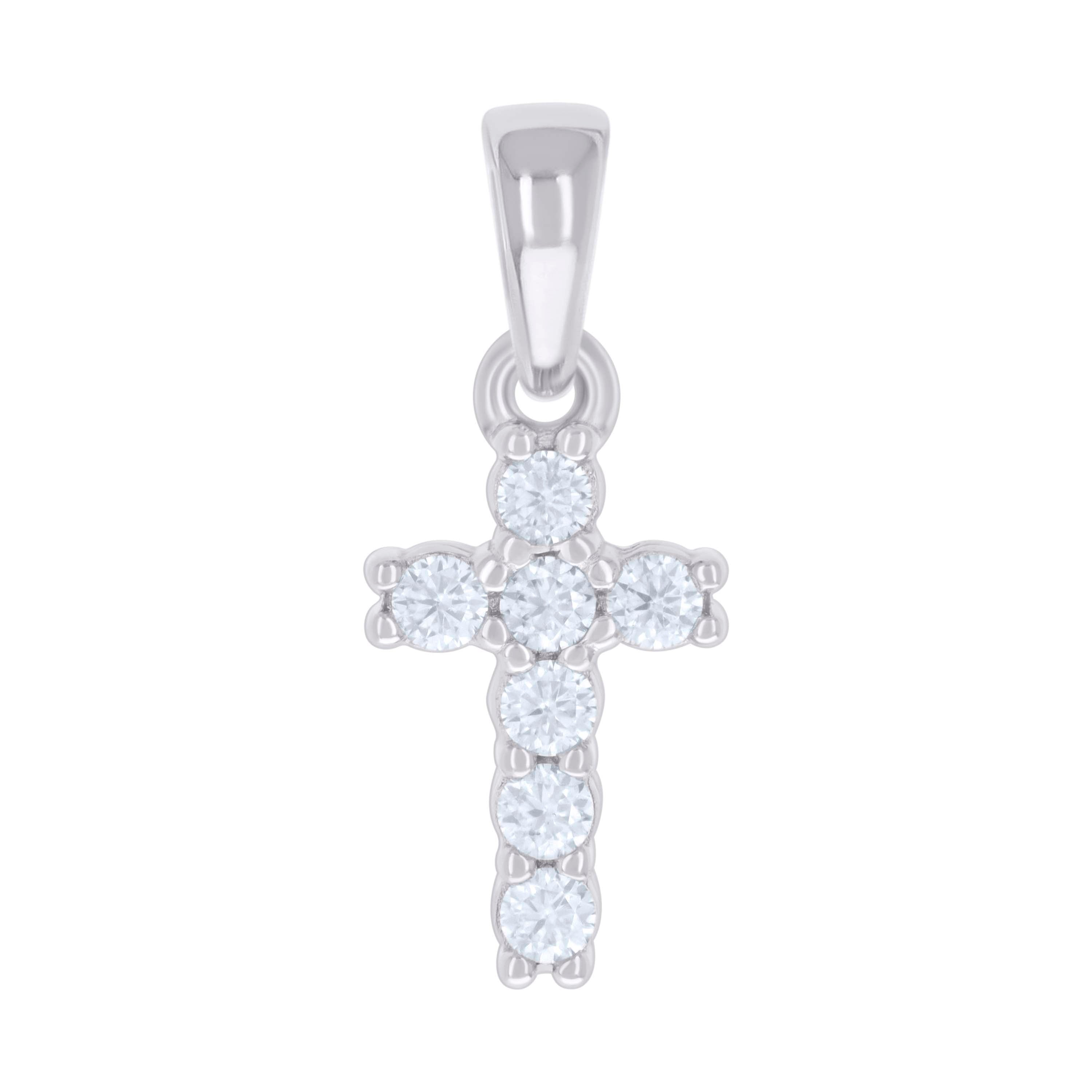 925 Sterling Silver Womens 0.22ct Moissanite Cross Religious Charm Pendant