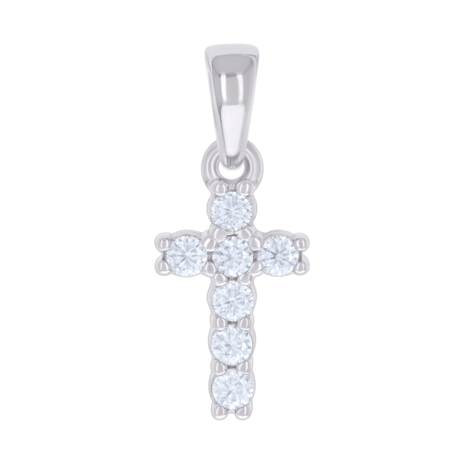 925 Sterling Silver Womens 0.22ct Moissanite Cross Religious Charm Pendant