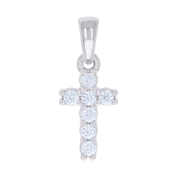925 Sterling Silver Womens 0.22ct Moissanite Cross Religious Charm Pendant