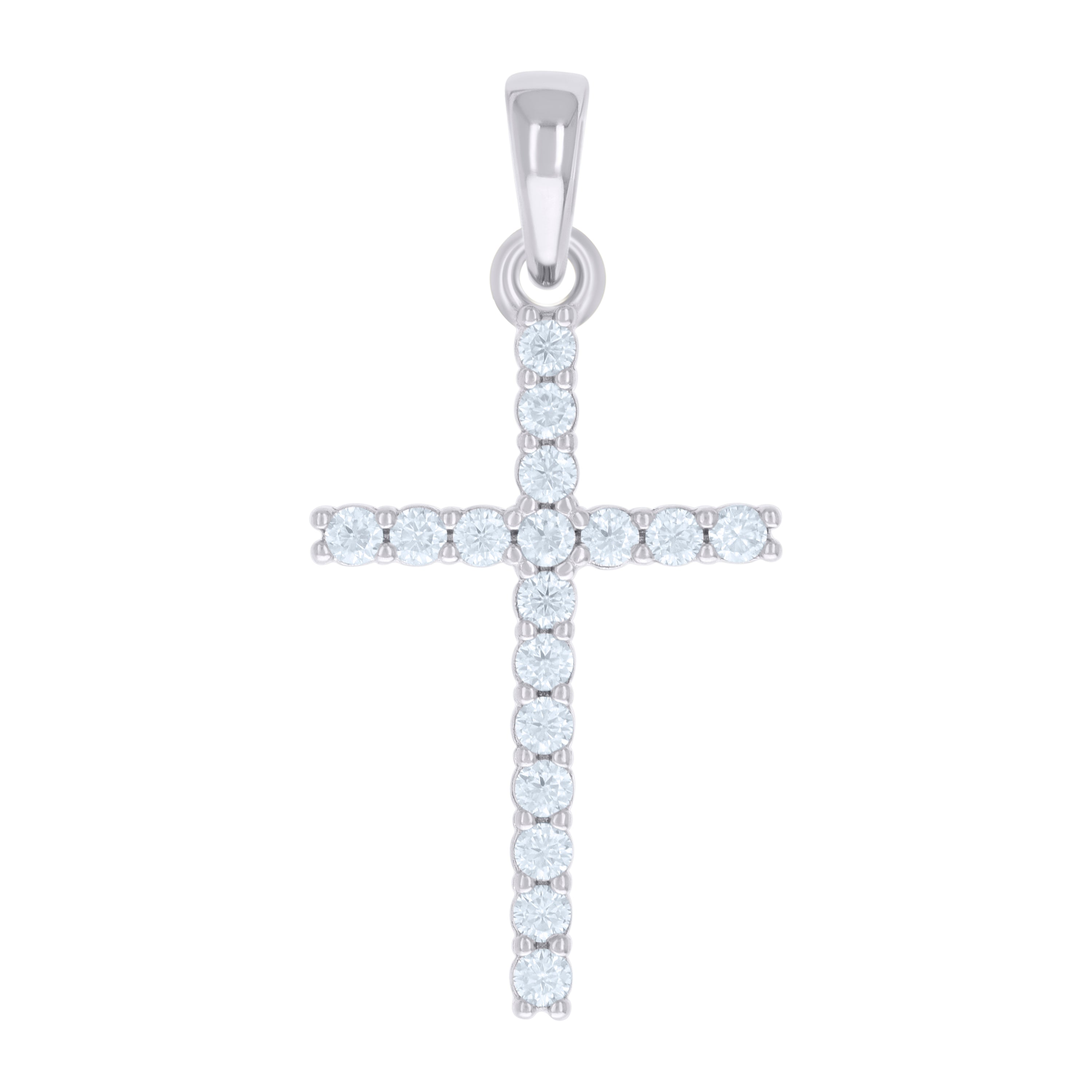 925 Sterling Silver Mens Cubic-Zirconia Cross Religious Charm Pendant