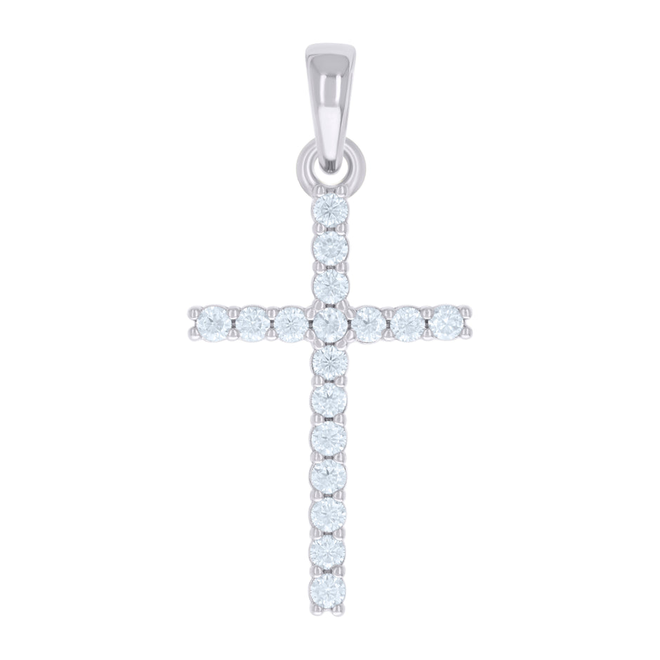 925 Sterling Silver Mens Cubic-Zirconia Cross Religious Charm Pendant
