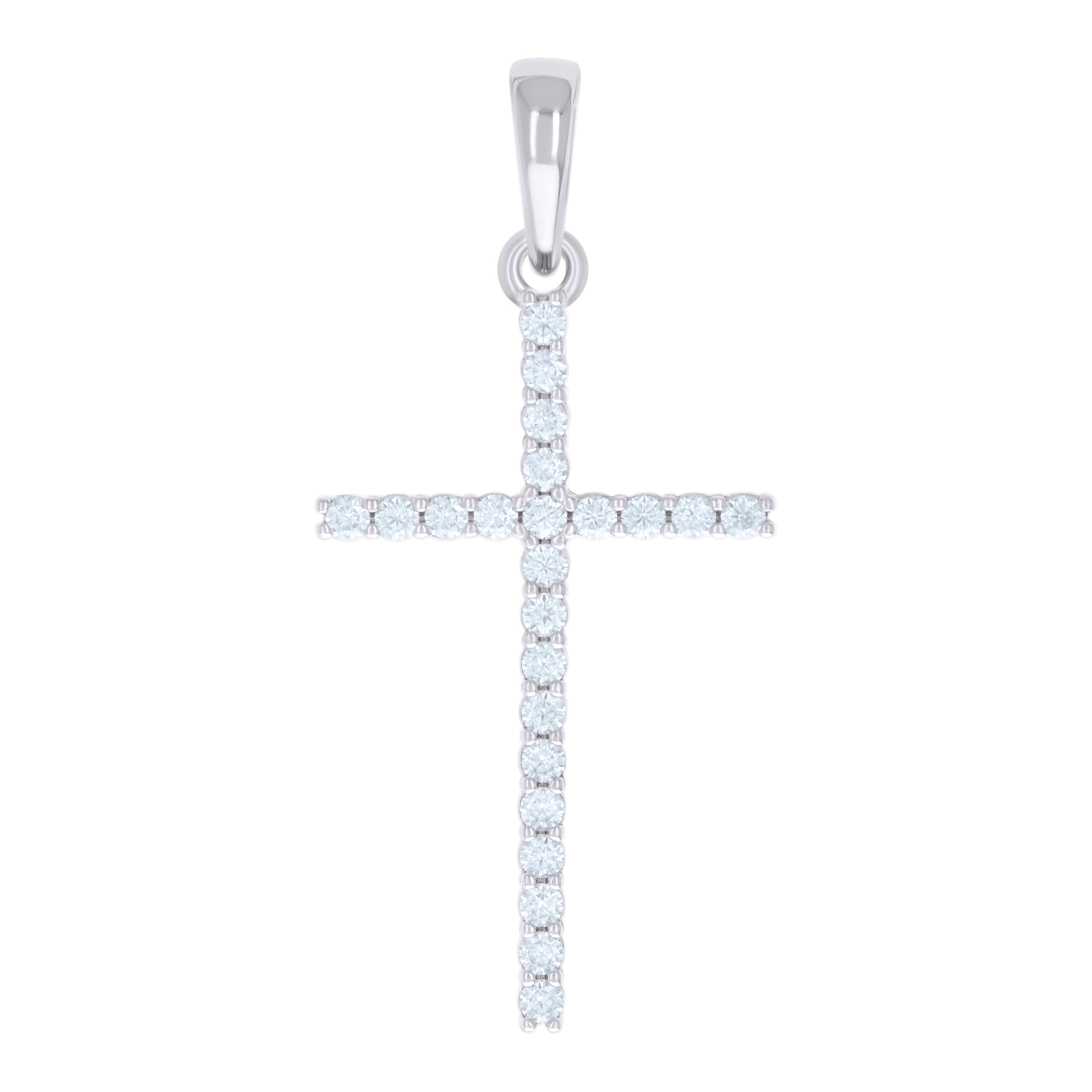 925 Sterling Silver Mens Cubic-Zirconia Cross Religious Charm Pendant