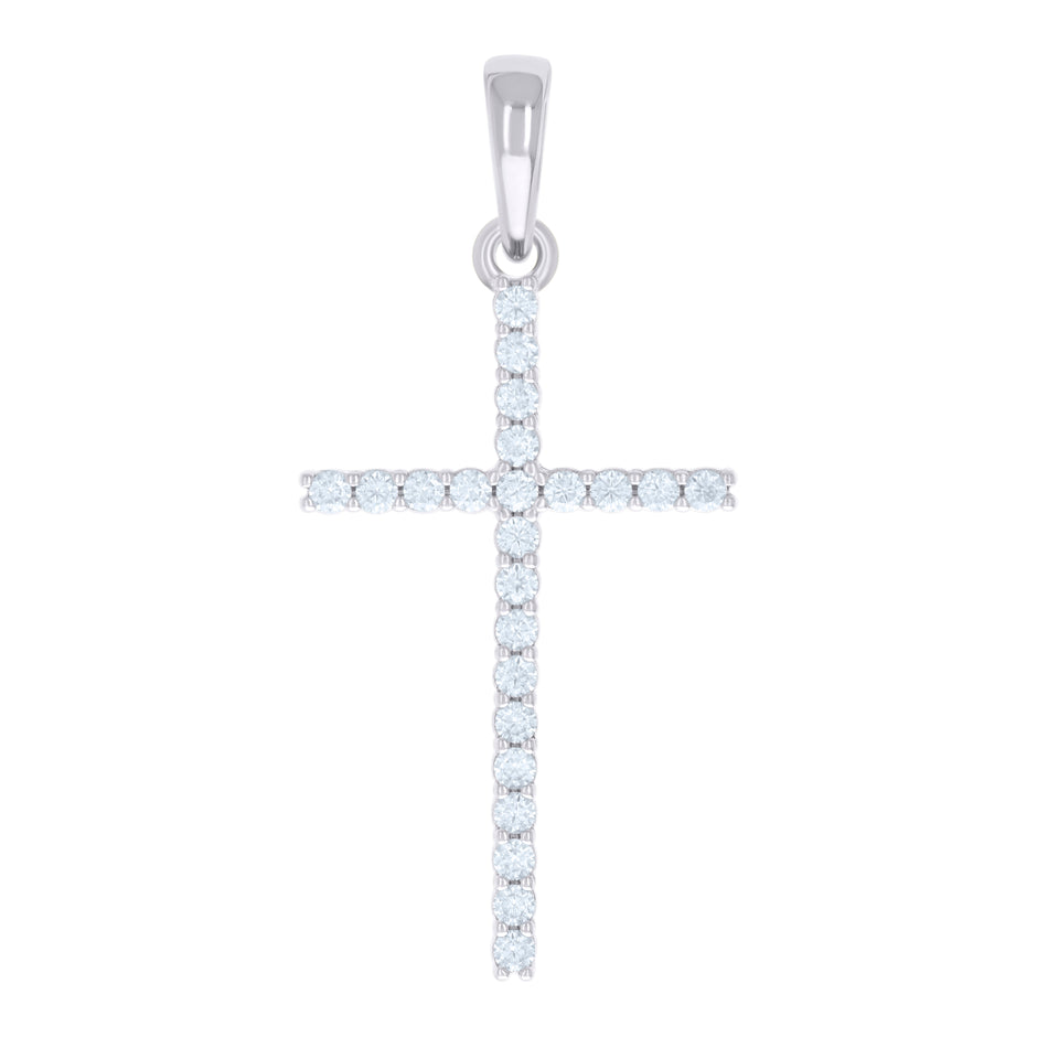 925 Sterling Silver Mens Cubic-Zirconia Cross Religious Charm Pendant