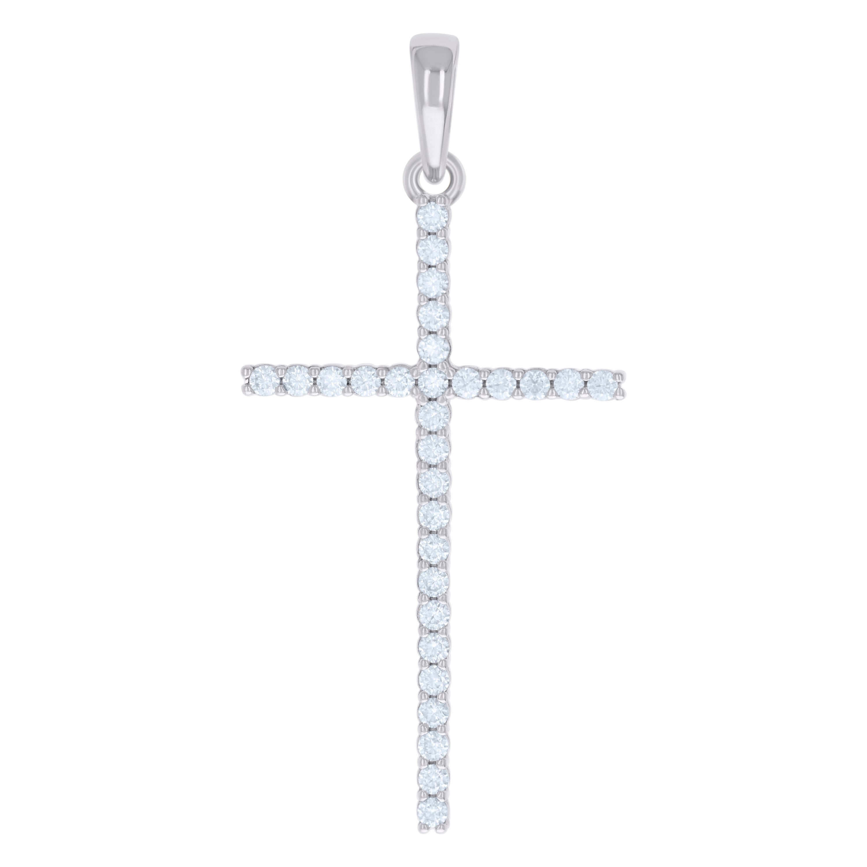 925 Sterling Silver Mens Cubic-Zirconia Cross Religious Charm Pendant