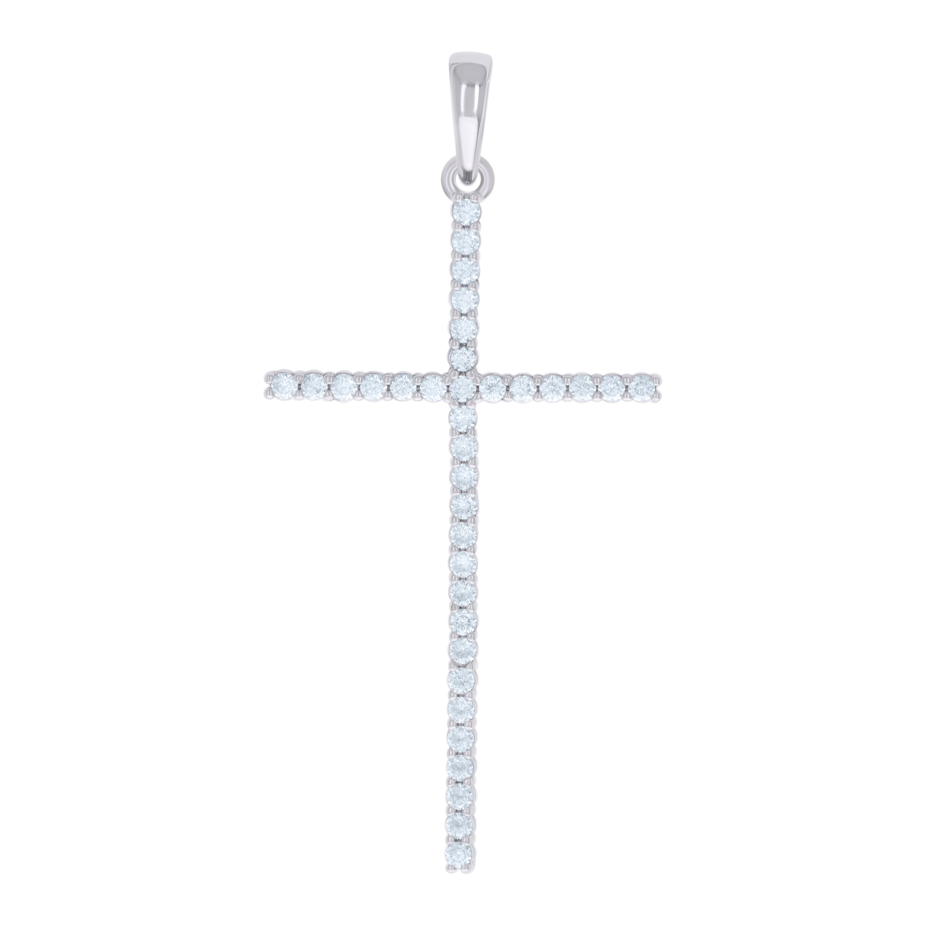 925 Sterling Silver Mens Cubic-Zirconia Cross Religious Charm Pendant