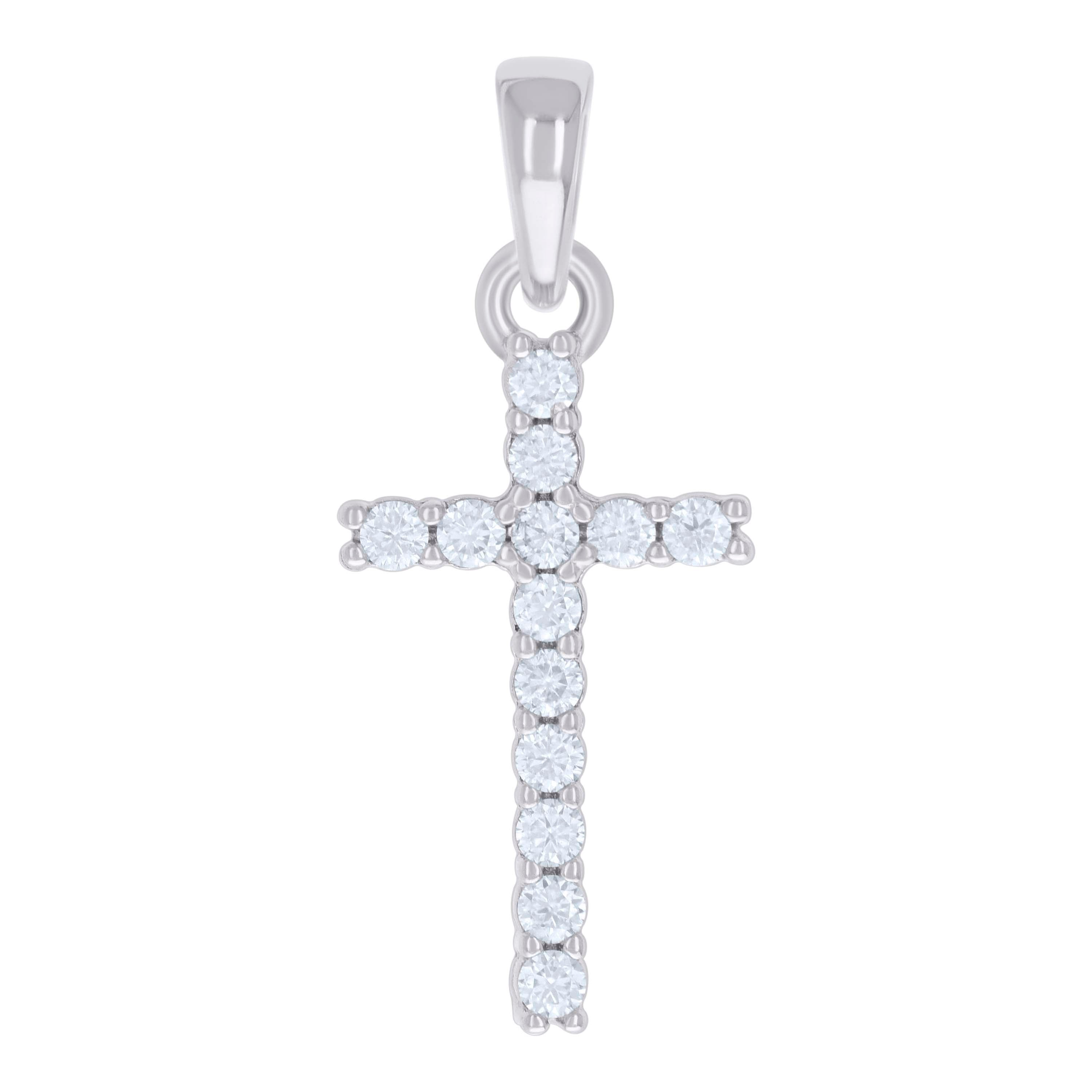 925 Sterling Silver Womens 0.41ct Moissanite Cross Religious Charm Pendant