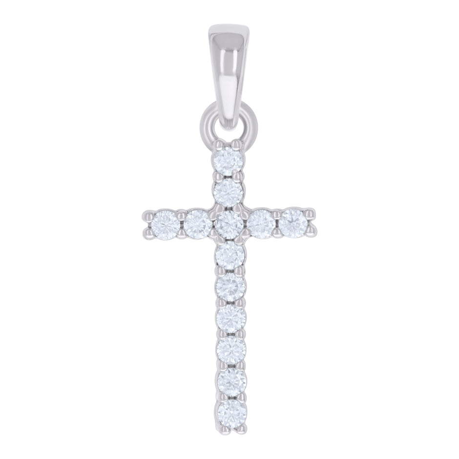 925 Sterling Silver Womens 0.41ct Moissanite Cross Religious Charm Pendant