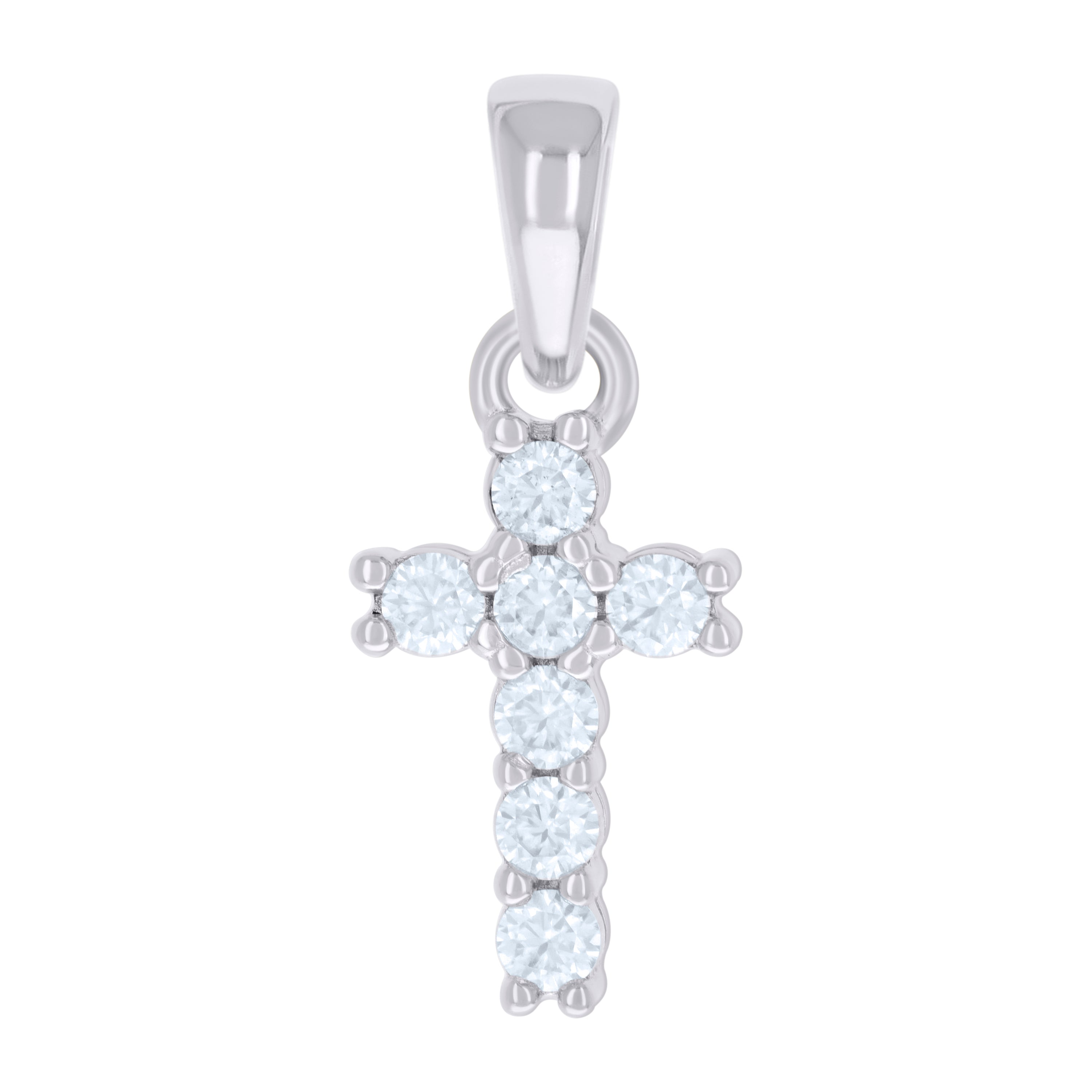 925 Sterling Silver Mens Cubic-Zirconia Cross Religious Charm Pendant