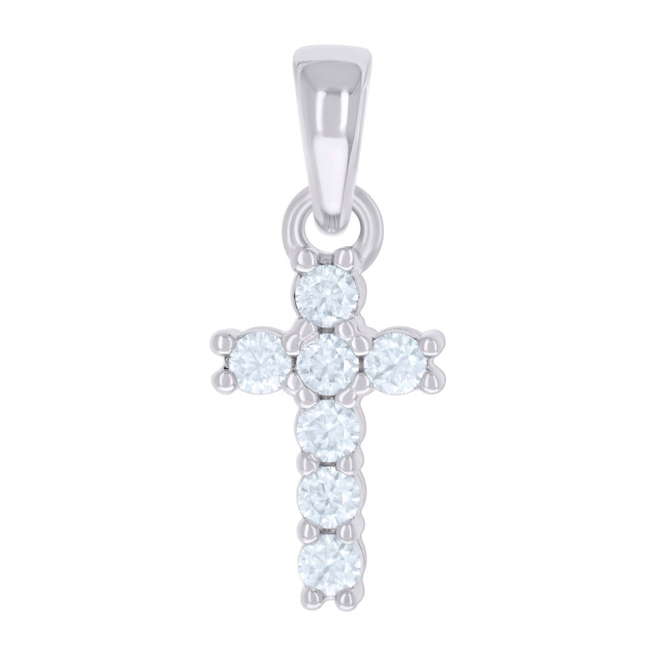 925 Sterling Silver Mens Cubic-Zirconia Cross Religious Charm Pendant
