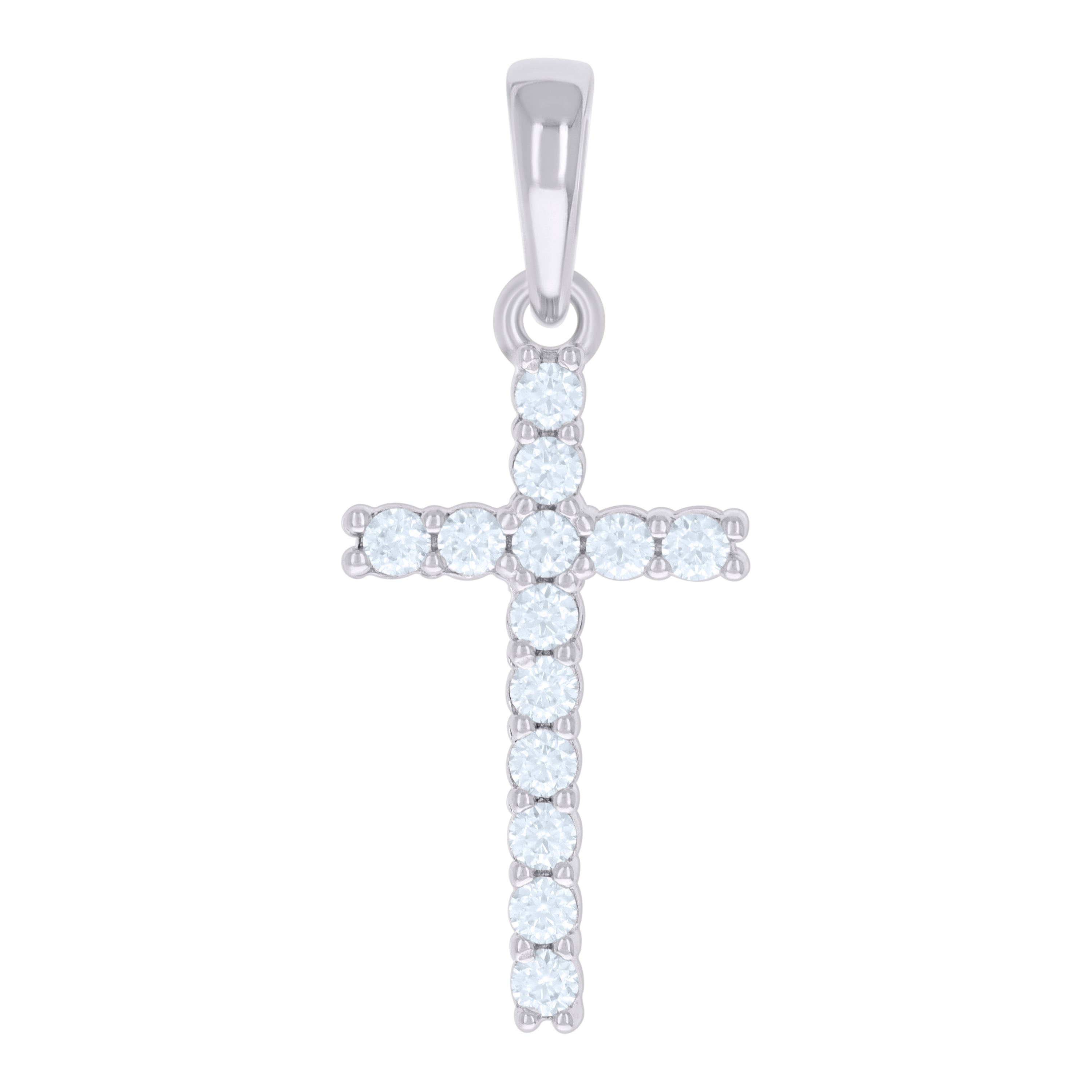 925 Sterling Silver Mens Cubic-Zirconia Cross Religious Charm Pendant