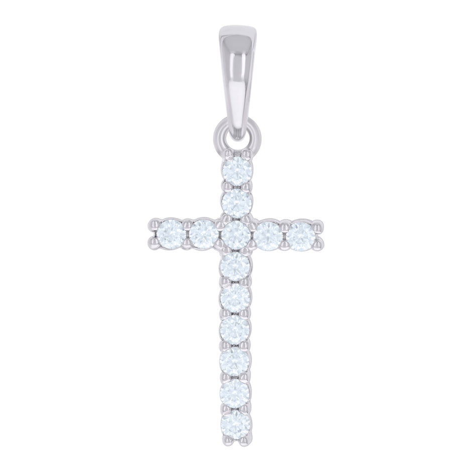 925 Sterling Silver Mens Cubic-Zirconia Cross Religious Charm Pendant