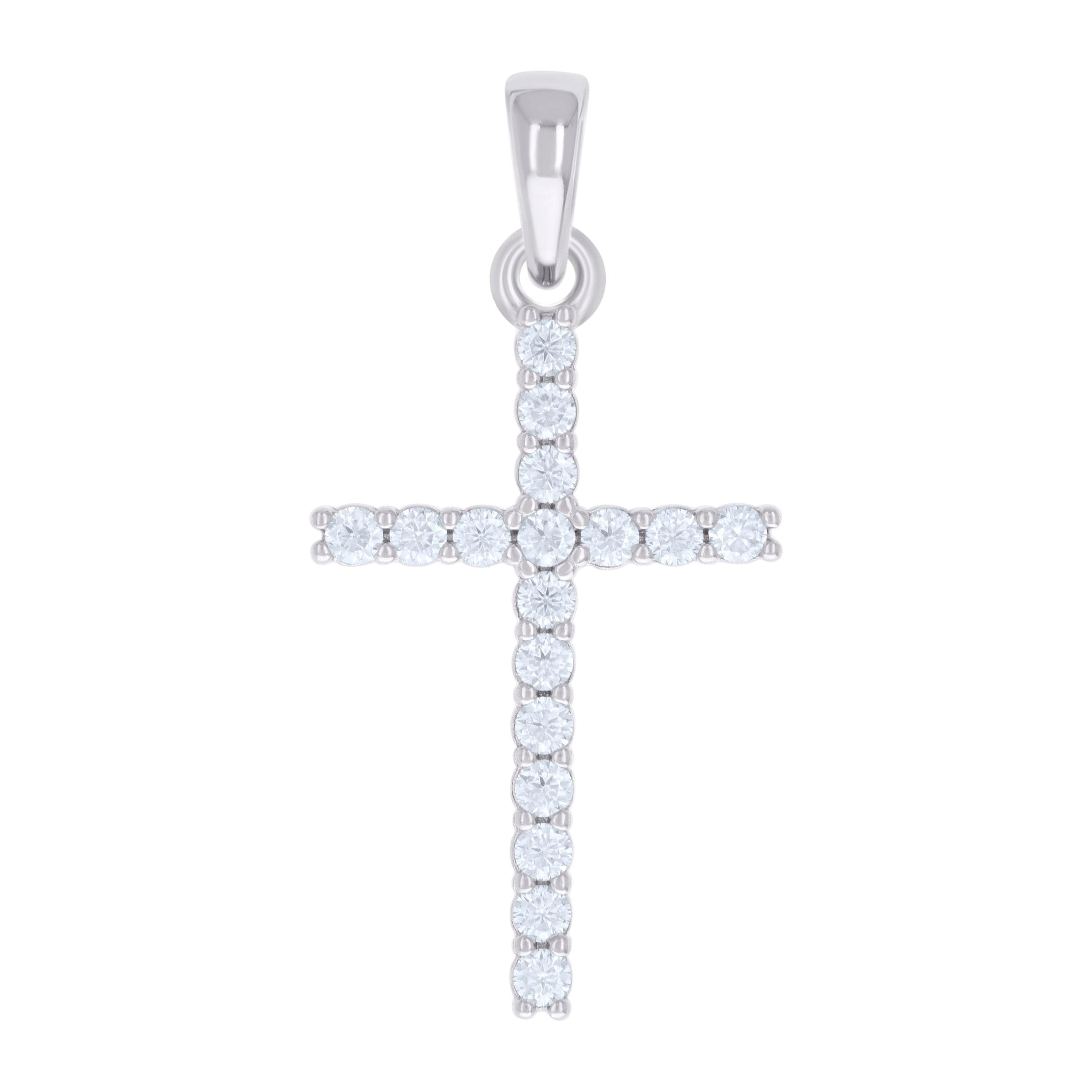 925 Sterling Silver Womens 0.54ct Moissanite Cross Religious Charm Pendant