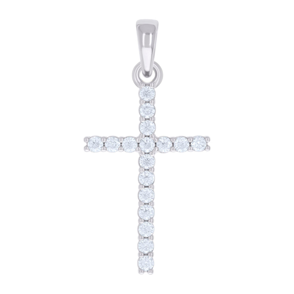 925 Sterling Silver Womens 0.54ct Moissanite Cross Religious Charm Pendant