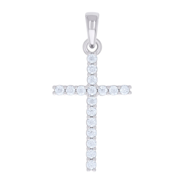 925 Sterling Silver Womens 0.54ct Moissanite Cross Religious Charm Pendant