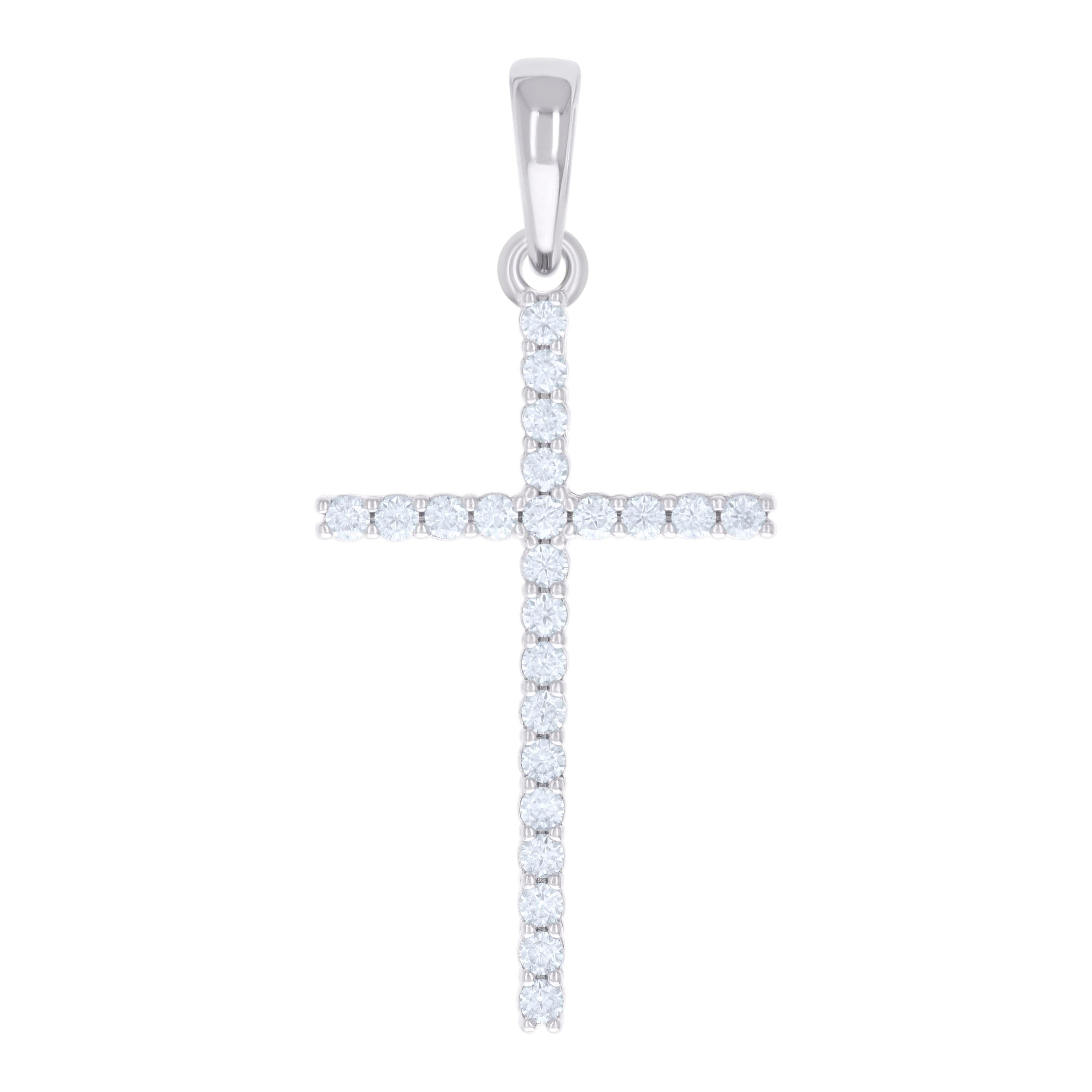 925 Sterling Silver Womens 0.72ct Moissanite Cross Religious Charm Pendant