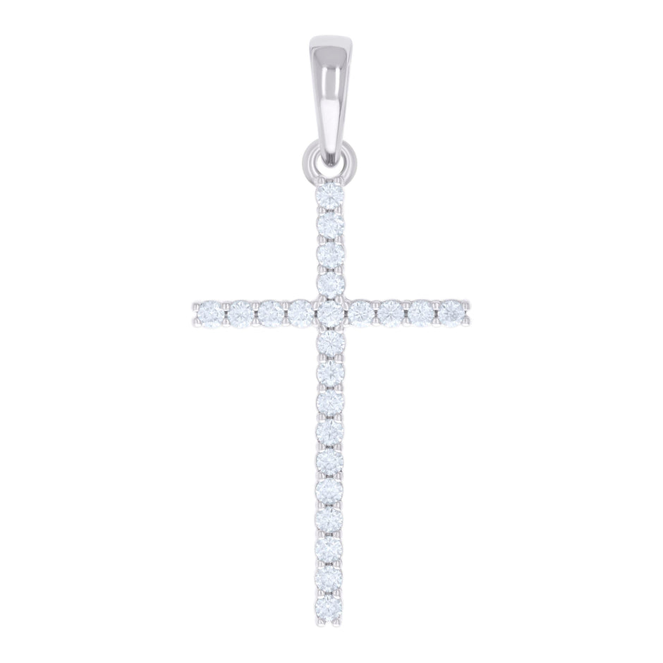 925 Sterling Silver Womens 0.72ct Moissanite Cross Religious Charm Pendant