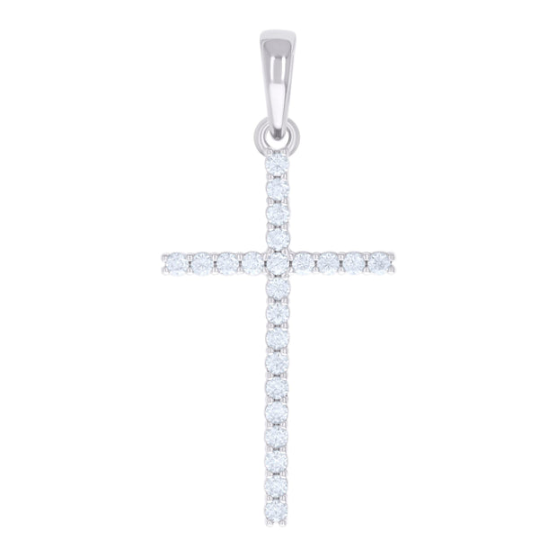 925 Sterling Silver Womens 0.72ct Moissanite Cross Religious Charm Pendant