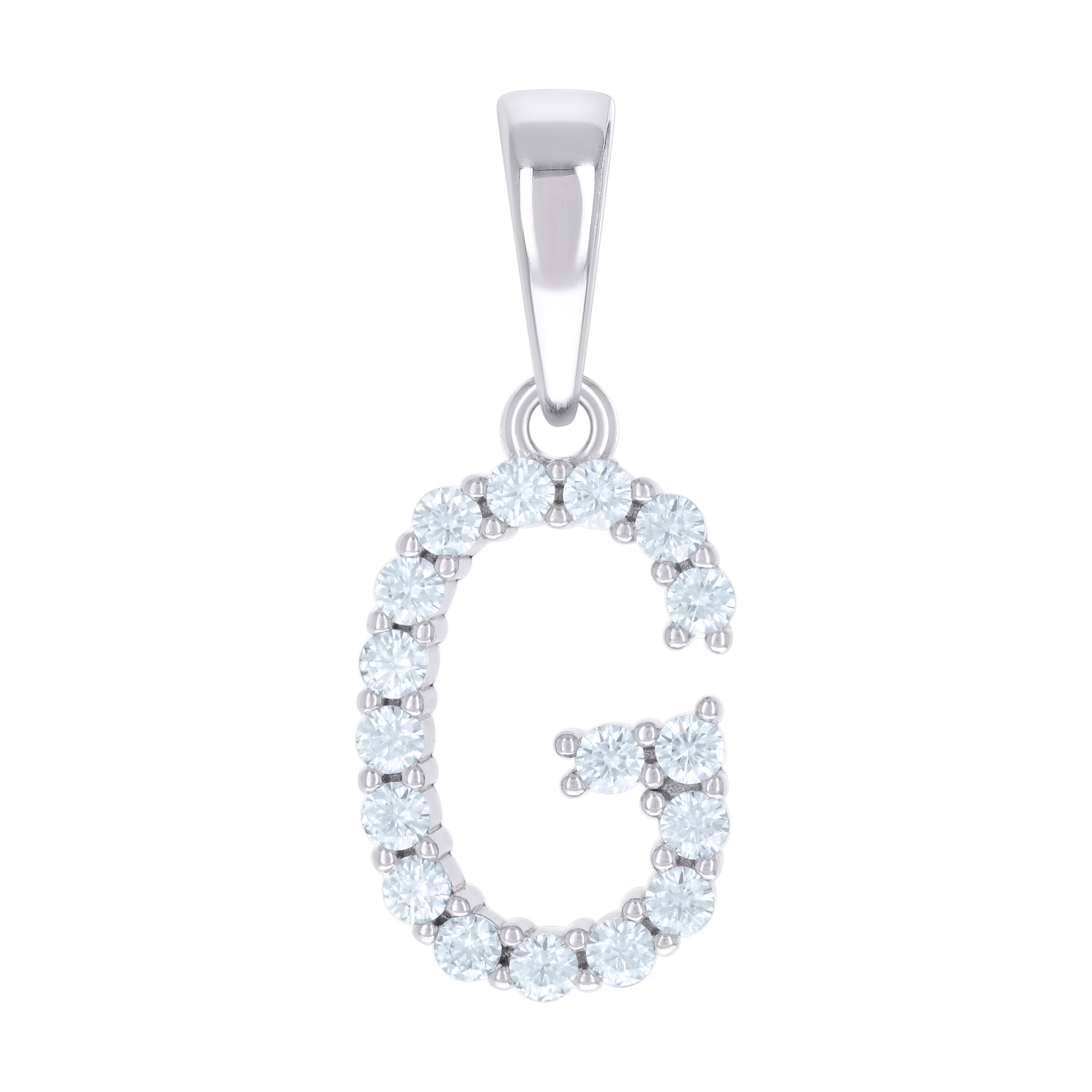 925 Sterling Silver Unisex Cubic-Zirconia Initial G Alphabet Charm Pendant