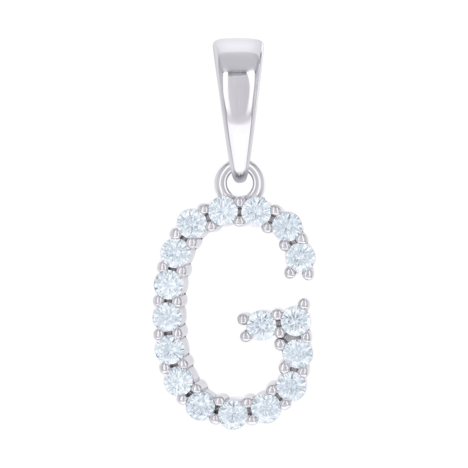 925 Sterling Silver Unisex Cubic-Zirconia Initial G Alphabet Charm Pendant