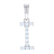 925 Sterling Silver Unisex Cubic-Zirconia Initial I Alphabet Charm Pendant