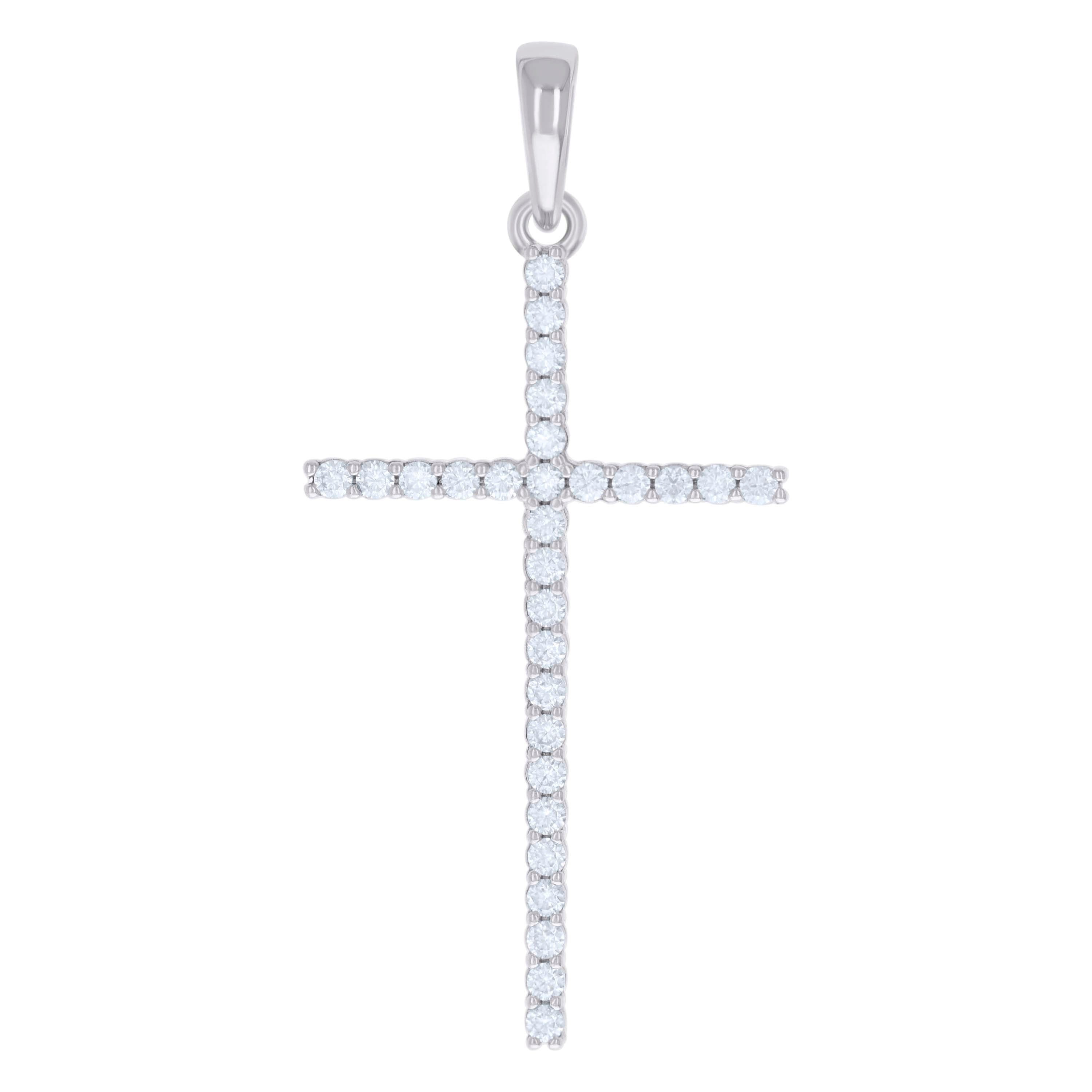 925 Sterling Silver Mens 0.91ct Moissanite Cross Religious Charm Pendant