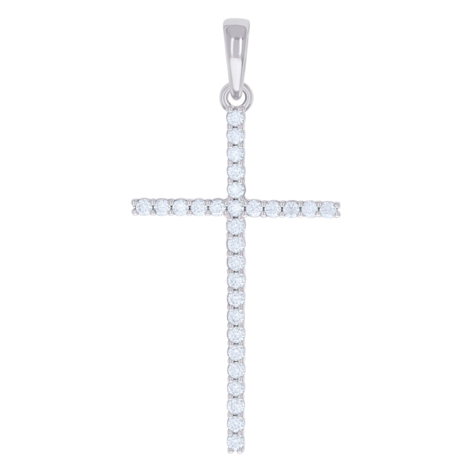 925 Sterling Silver Mens 0.91ct Moissanite Cross Religious Charm Pendant