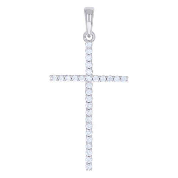 925 Sterling Silver Mens 0.91ct Moissanite Cross Religious Charm Pendant