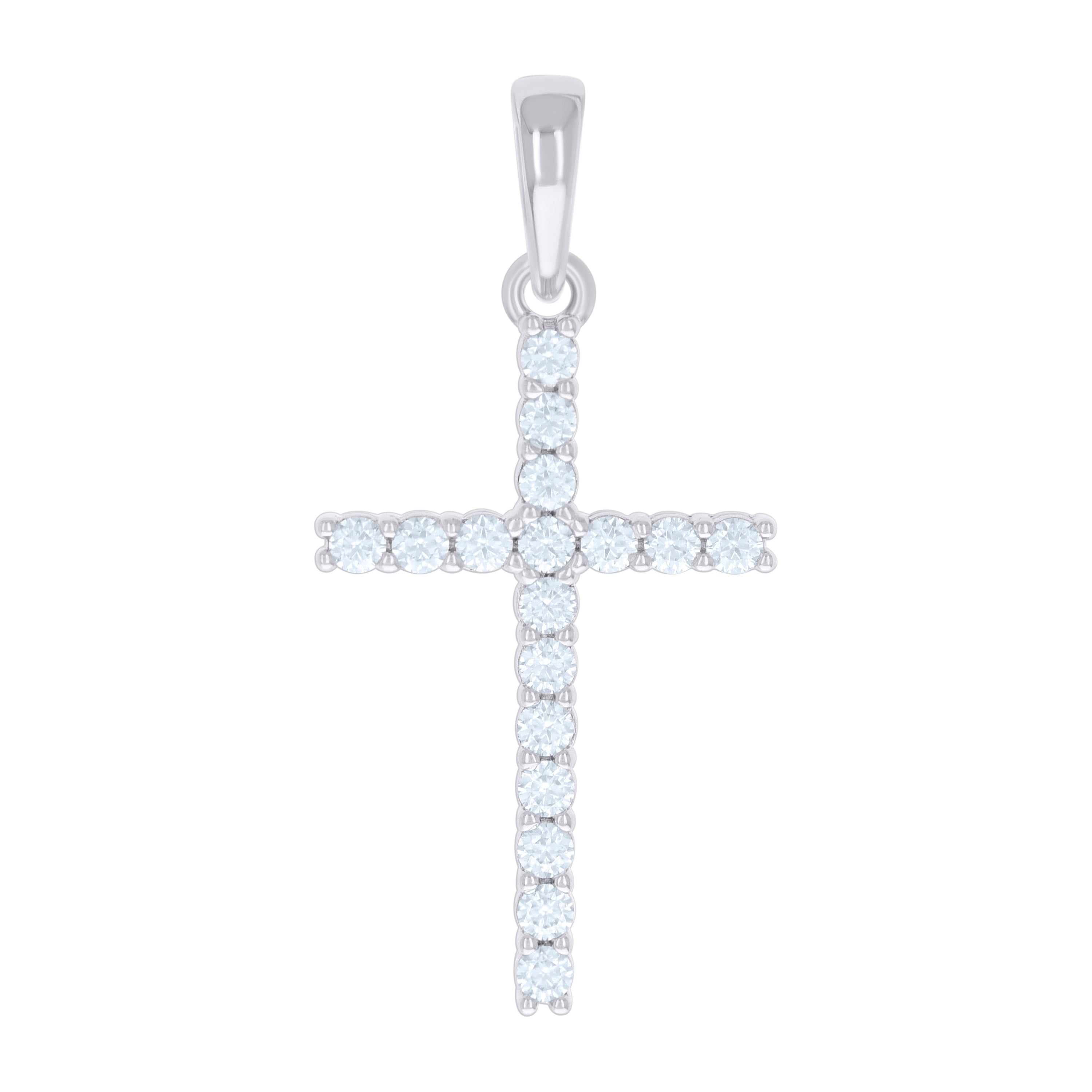 925 Sterling Silver Mens Cubic-Zirconia Cross Religious Charm Pendant