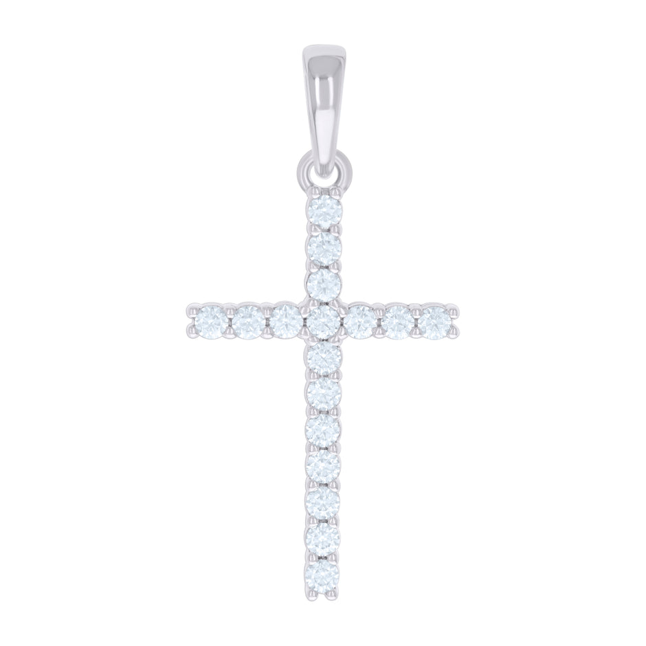 925 Sterling Silver Mens Cubic-Zirconia Cross Religious Charm Pendant