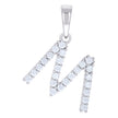 925 Sterling Silver Unisex Cubic-Zirconia Initial M Alphabet Charm Pendant