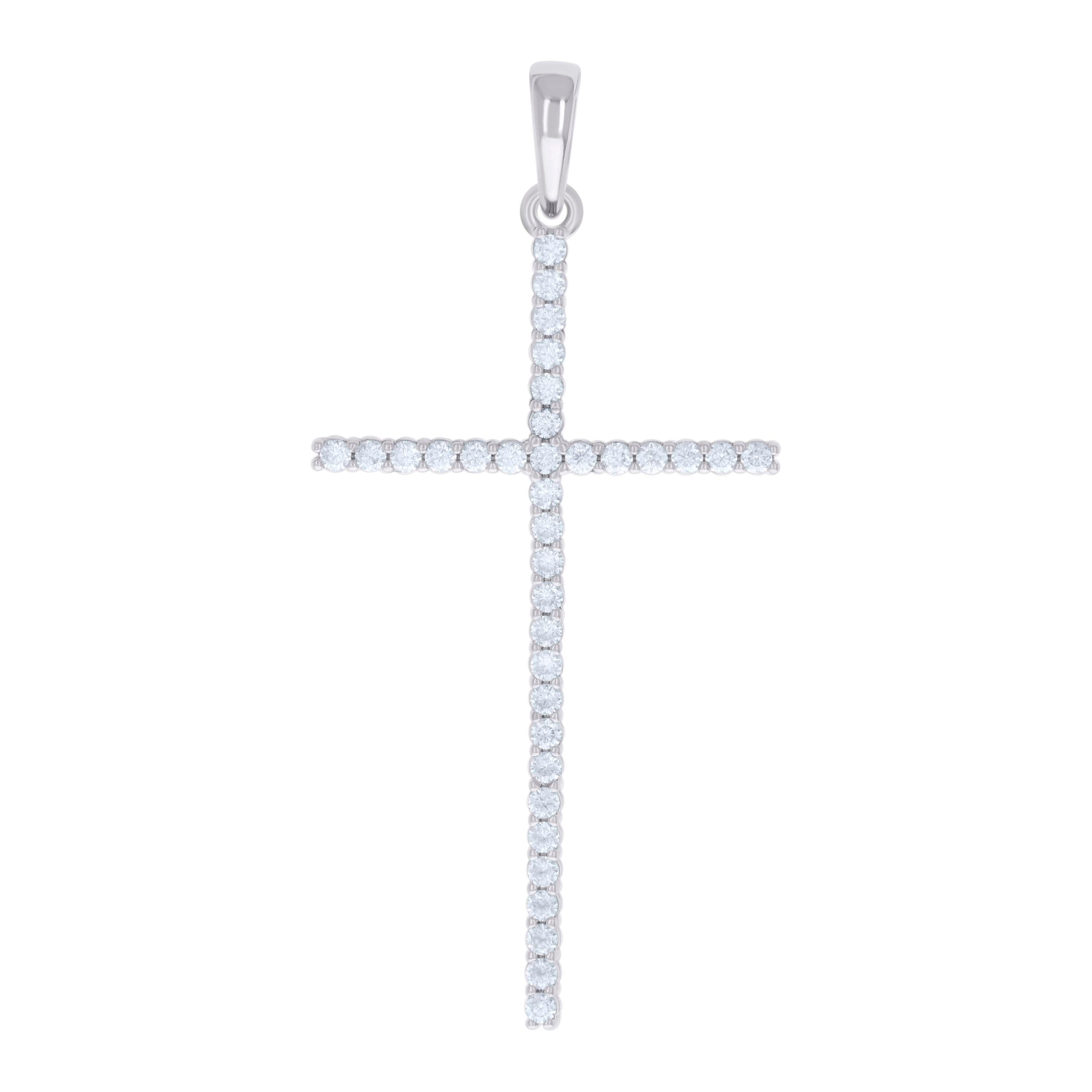 925 Sterling Silver Mens 1.10ct Moissanite Cross Religious Charm Pendant
