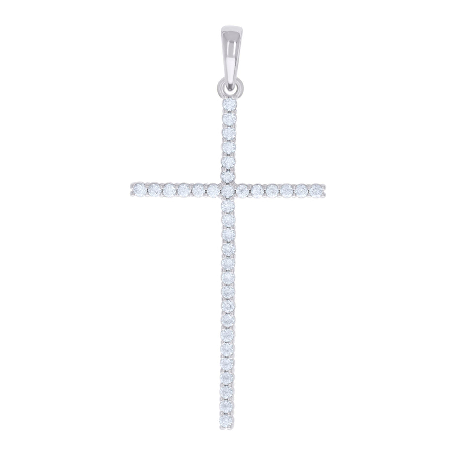 925 Sterling Silver Mens 1.10ct Moissanite Cross Religious Charm Pendant
