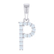 925 Sterling Silver Unisex Cubic-Zirconia Initial P Alphabet Charm Pendant