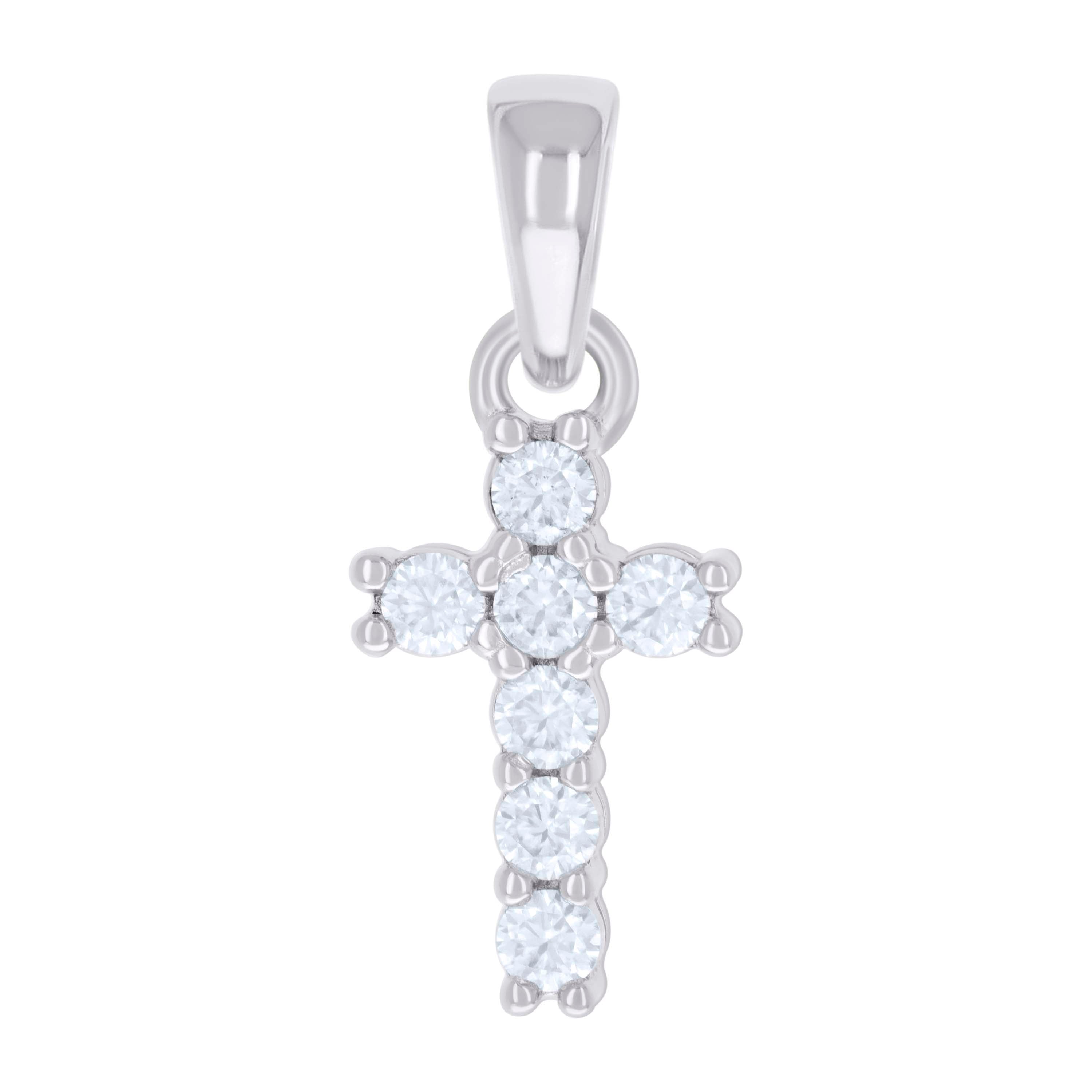 925 Sterling Silver Womens 0.42ct Moissanite Cross Religious Charm Pendant