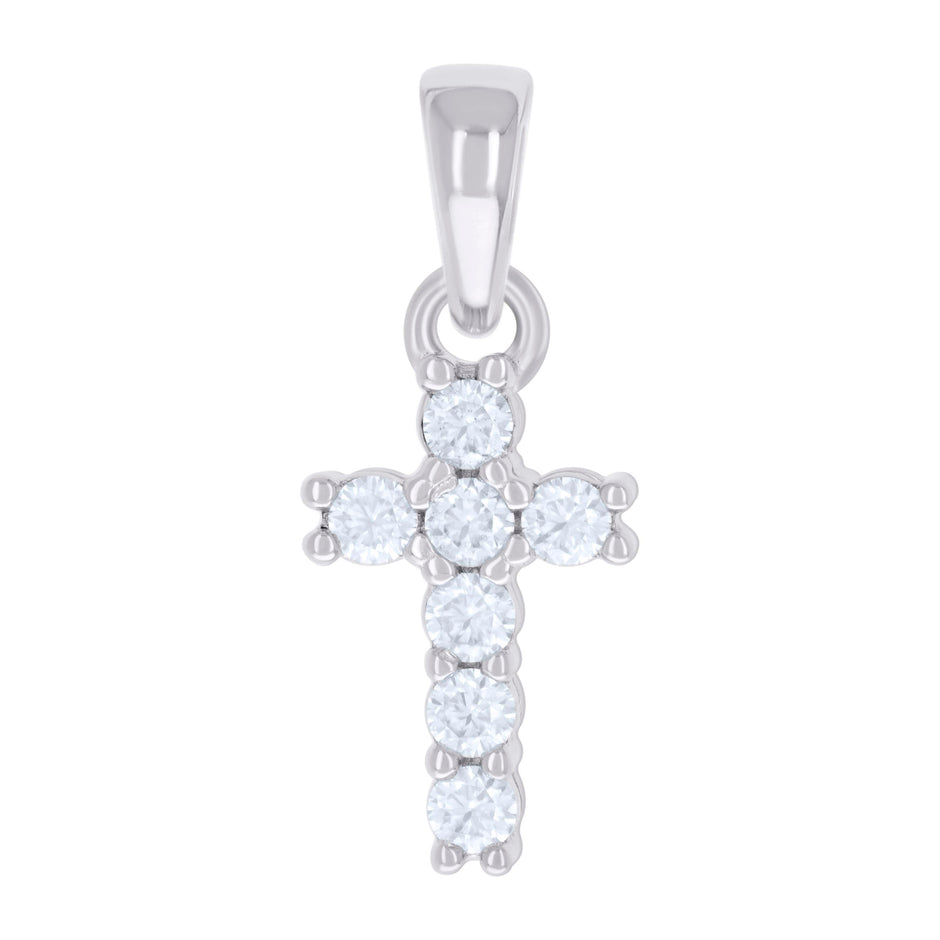 925 Sterling Silver Womens 0.42ct Moissanite Cross Religious Charm Pendant